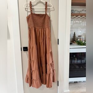 Storia Terracotta Tiered Maxi Dress
